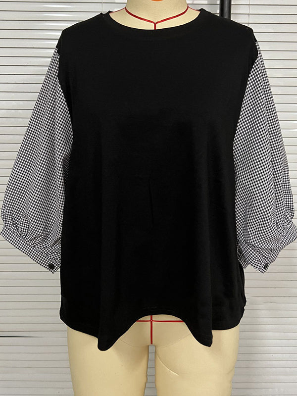 Split-Joint Half Sleeves Loose Round-Neck T-Shirts