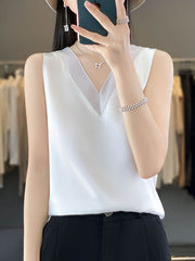 Solid Color Loose Sleeveless V-Neck Vest Top