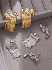Detachable Geometric Rhine Stones Tasseled Normcore Drop Earrings
