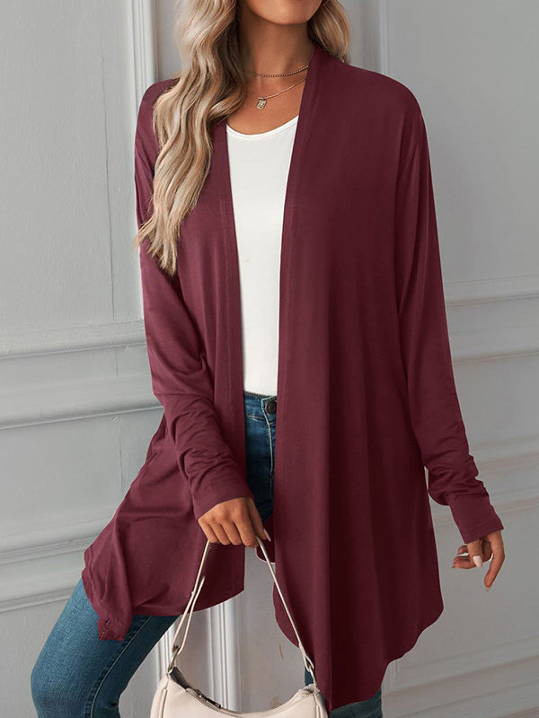 Solid Color Long Sleeves Loose Statement Collar Outerwear