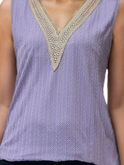 Jacquard Split-Joint Loose Sleeveless V-Neck Vest Top