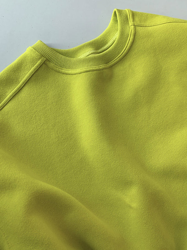 Stylish Fluorescent Green&Black Loose Casual Round-Neck Sweatshirt