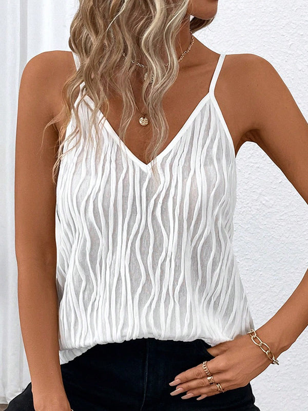 Split-Joint Loose Sleeveless Spaghetti-Neck Vest Top