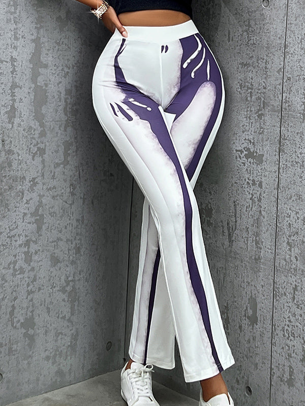 Printed Split-Joint Bodycon Trousers Pants