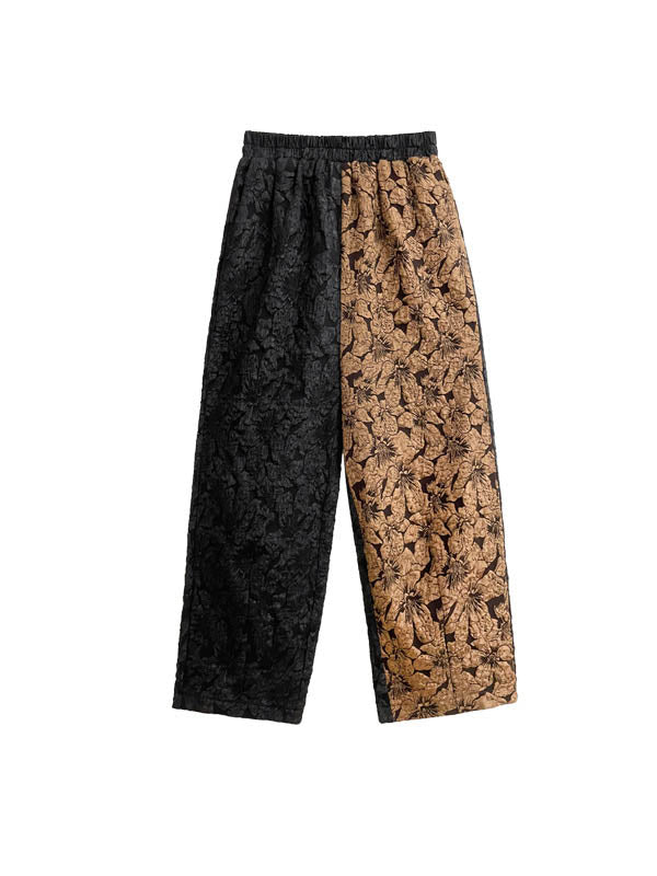 Jacquard A-Line High-Low Asymmetric Contrast Color Vest Top + Elasticity Pants Bottom Two Pieces Set