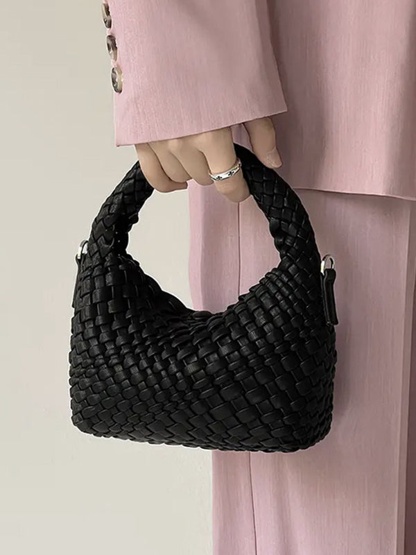 Cute Solid Color Woven Handbags Bags