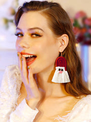 Christmas Boho Tasseled Handmade Santa Earrings Accessories