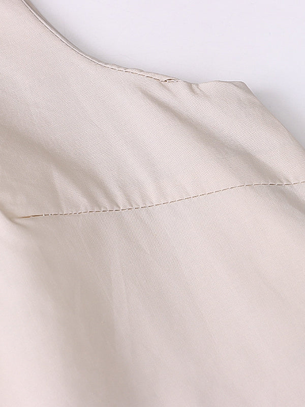 Solid Color Round-Neck Vest + High Waisted  Skirt Two Pieces Set