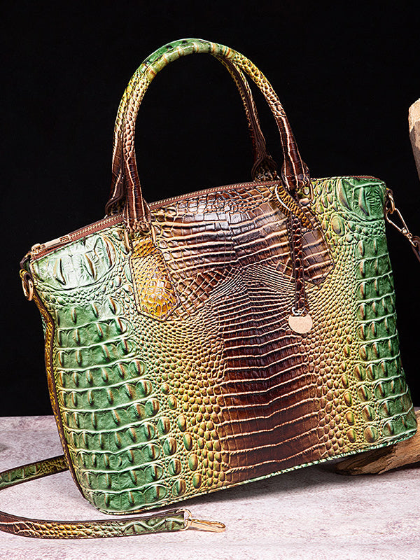 Alligator Print Pleated Split-Joint Handbags Bags
