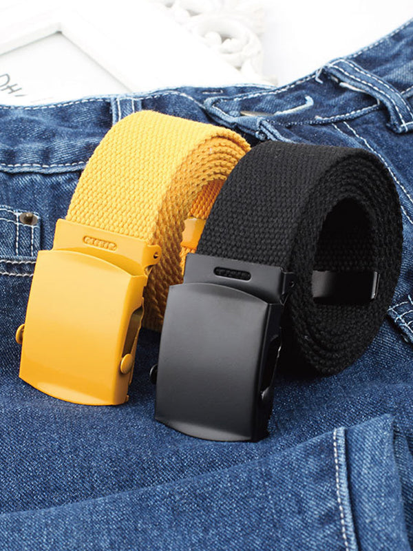 Casual 7 Colors Solid Color Canvas Weave Belt