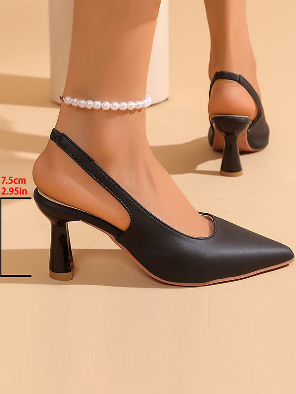 Belt Buckle Pointed-Toe Sling Shoes Pumps Sandals