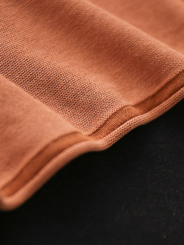 Solid Color Loose Sleeveless Round-neck Knitting Vest Top