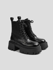 Lace-Up Round-Toe Split-Joint Platform Shoes Boots