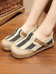 Striped Flat Shoes Casual Canvas Shoes