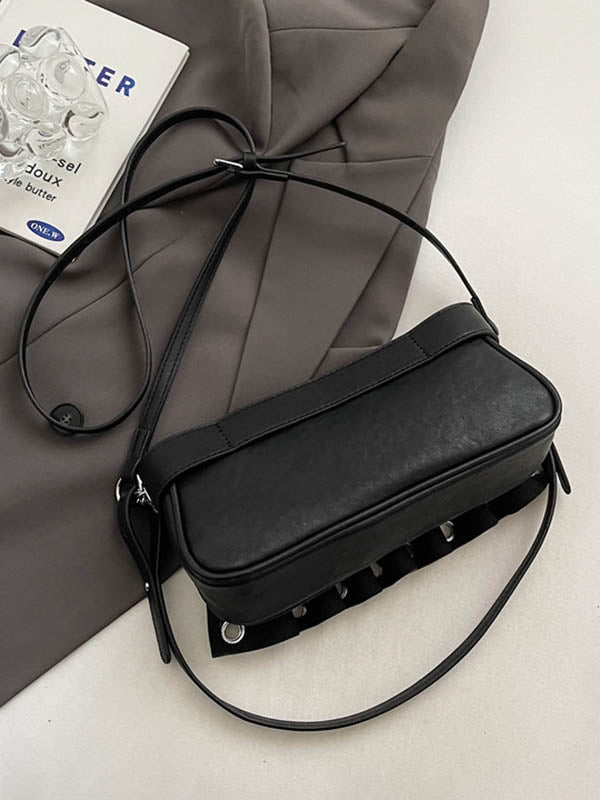 Geometric Pleated Zipper Shoulder Bags Handbags