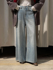High Waisted Loose Pockets Jean Pants Bottoms