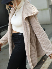 Simple Long Sleeves Loose Solid Color Zipper Plush Hooded Outerwear