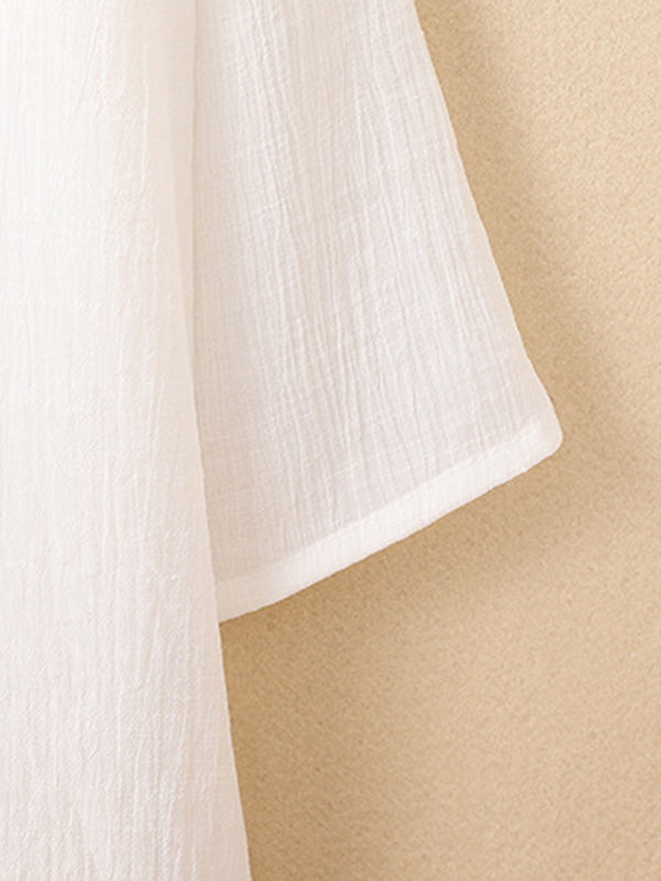 Pleated See-Through Solid Color Loose Sun-Protection Outerwear