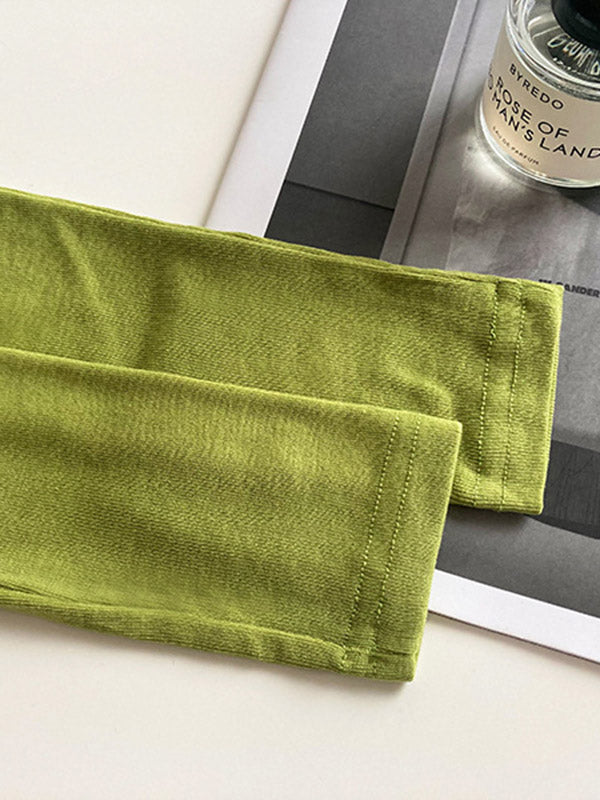 Simple Solid Color Square-Neck Long Sleeves False Two Base Shirt