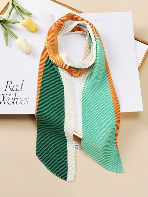 Casual Pleated Contrast Color Shawl&Scarf