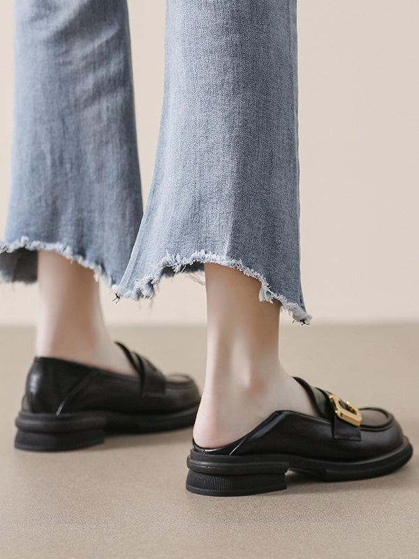 Round-Toe Split-Joint Platform Shoes Loafers