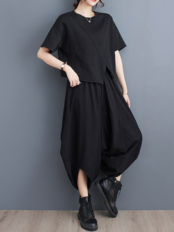 Split-Joint Harem Pants Irregular Clipping Casual Pants Bottoms