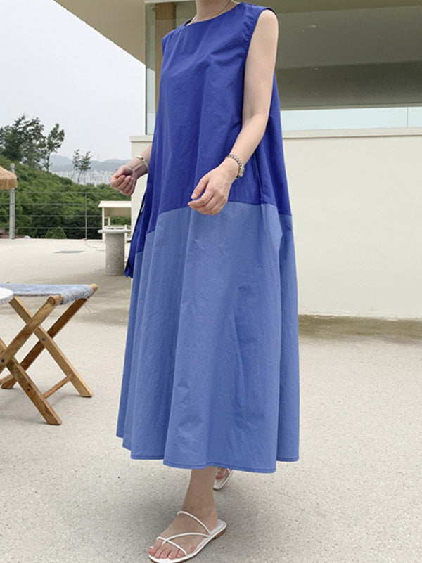 Casual A-Line Split-Joint Sleeveless Long Dress