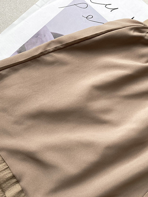 Casual Loose Solid Color Puff Sleeves Blouse&Wide Leg Shorts Two Pieces Set