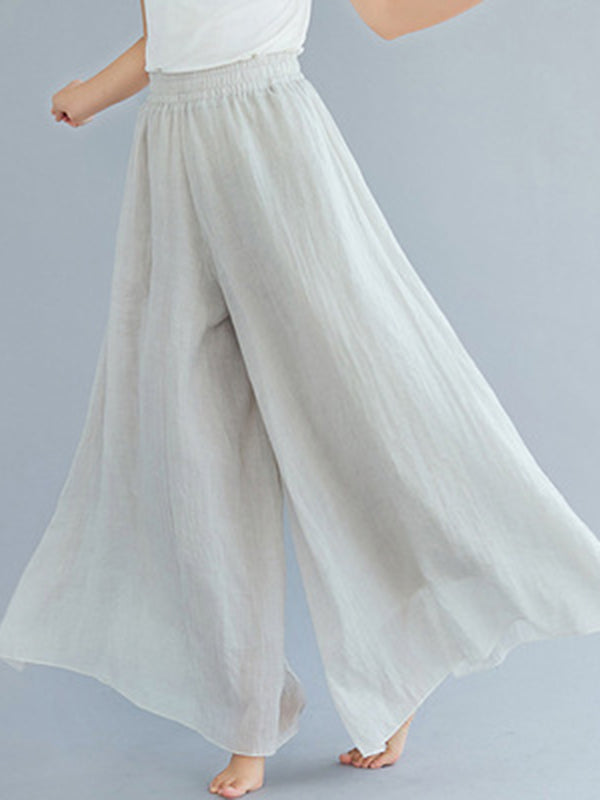 Elasticity Solid Color Loose Wide Leg Trousers Pants Culotte