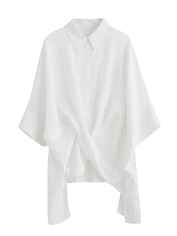 Original Simple Casual Loose Solid Color Cross Blouse