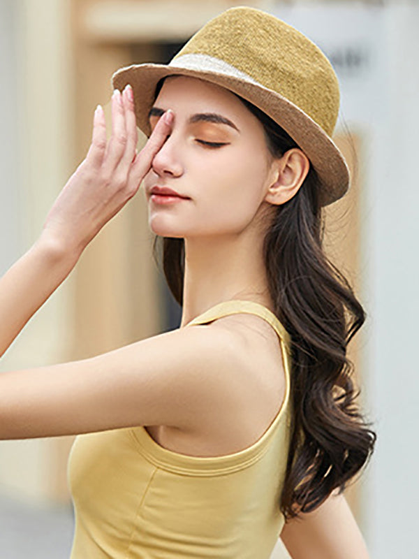 Contrast Color Woven Sun-Protection Hats&Caps