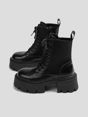 Lace-Up Round-Toe Split-Joint Platform Shoes Boots