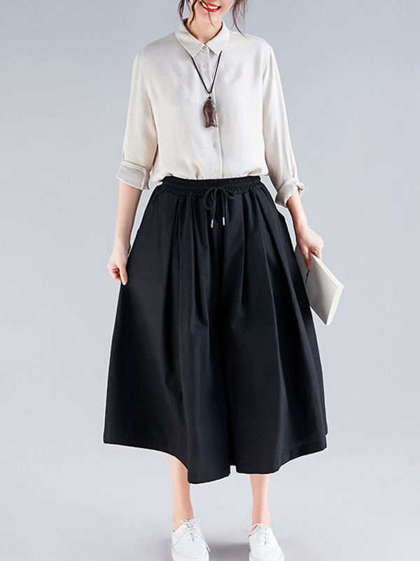 Urban Drawstring High Waisted Wide Leg Pants Culotte