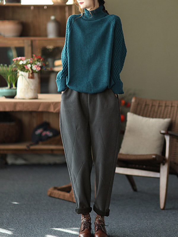 Thicken Velvet Elasticity Solid Color  Casual Pants