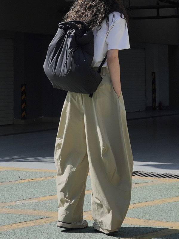 Solid Color Split-Joint Loose Wide Leg Trousers Casual Pants Bottoms