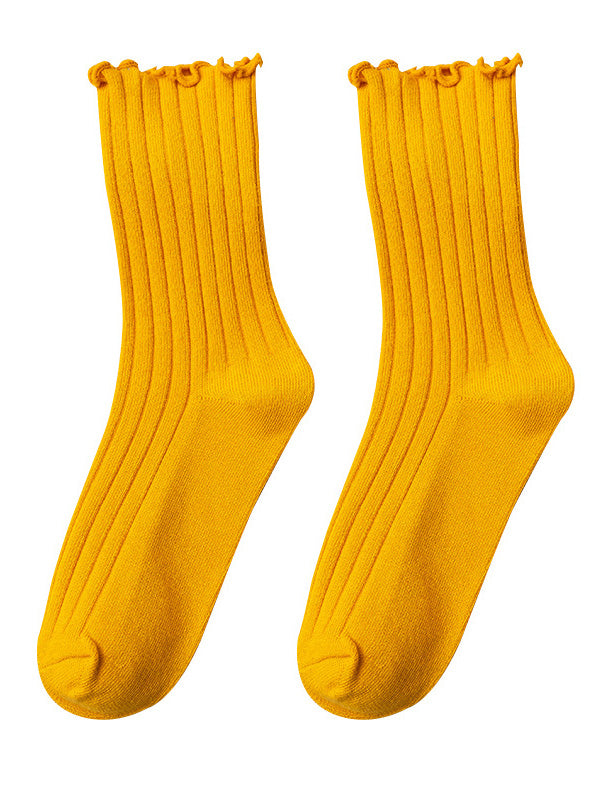 Small Daisy Embroidered Cotton Crimp Socks