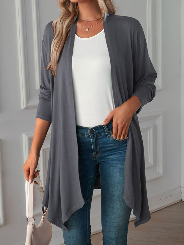 Solid Color Long Sleeves Loose Statement Collar Outerwear