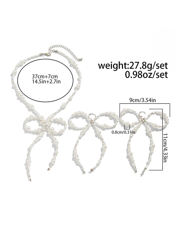 Bowknot Necklaces Accessories + Drop Earrings