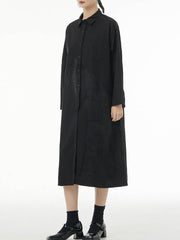 Asymmetric Buttoned Printed A-line Long Sleeves Lapel Shirt Dress Midi Dresses