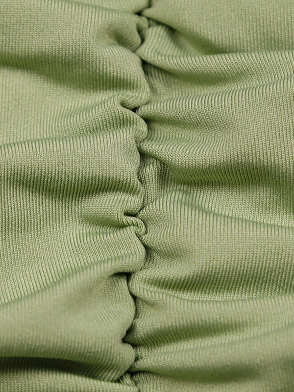 Elasticity Pleated Solid Color Bodycon Long Sleeves Off-the-shoulder Mini Dresses