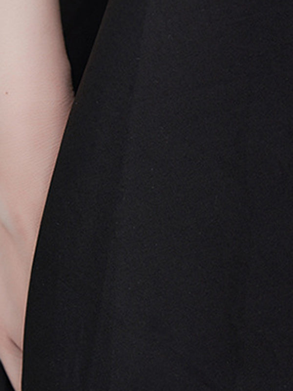 Elasticity Solid Color Half Sleeves Loose V-Neck Mini Dresses