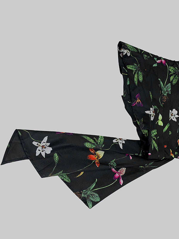 Asymmetric Flower Print Split-Joint Long Sleeves Loose Lapel Blouses&shirts Tops