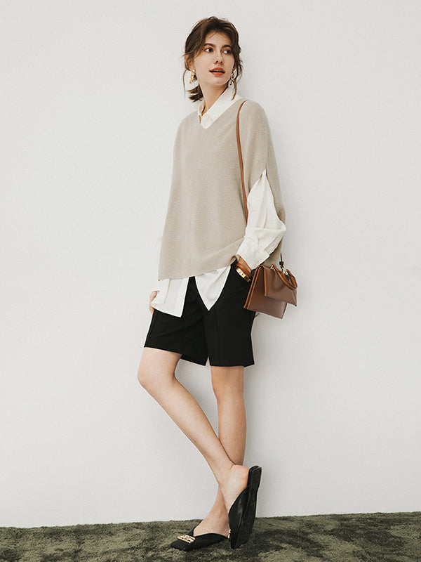 Casual Loose Solid Color V-Neck Vest Top