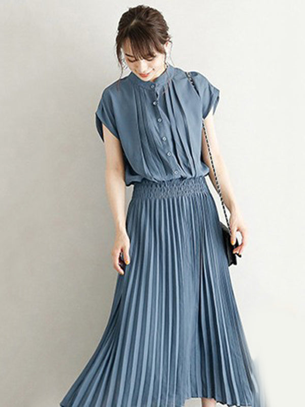 Chiffon 5 Colors Loose Pleated Split-Joint Dress