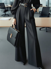 Solid Color Split-Joint Loose Wide Leg Suit Pants