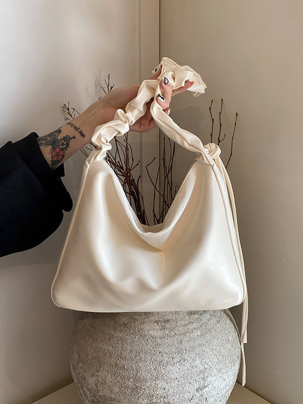 Drawstring Pleated Shiny Split-Joint Shoulder Bags Handbags Bags