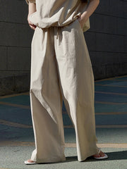 Solid Color High Waisted Wide Leg Trousers Casual Pants Bottoms