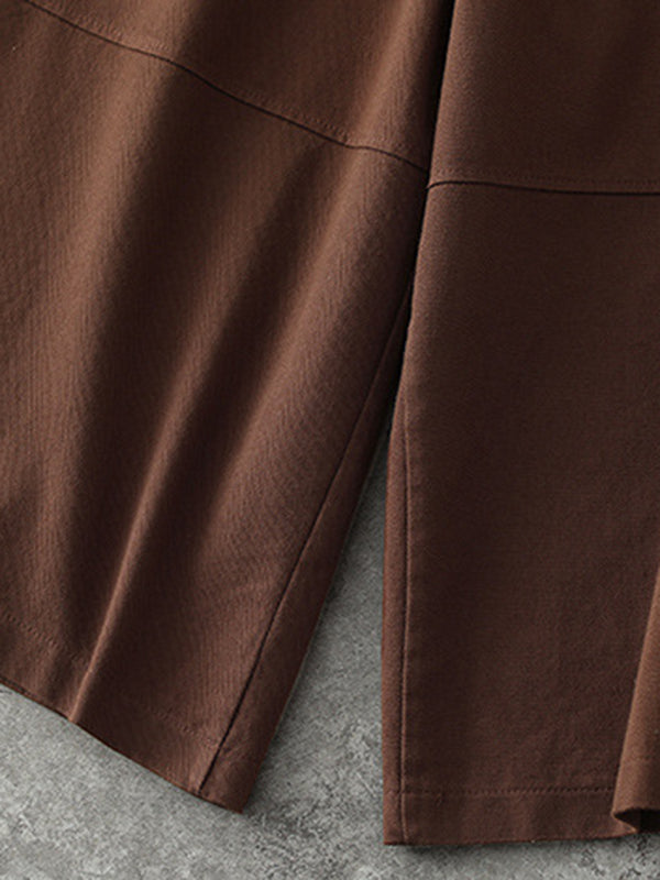 Simple Wide Leg Loose Solid Color Casual Pants Bottoms
