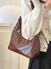 Geometric Pleated Solid Color Zipper Shoulder Bags Handbags