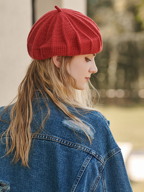 Stylish Knitting Solid Color Beret Hat